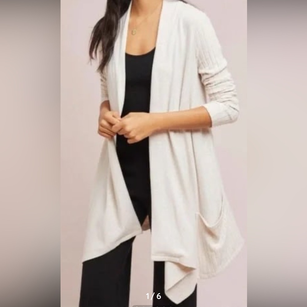NWOT Anthropologie Angel of the North Linen Blend Card Twist Back Sweate…